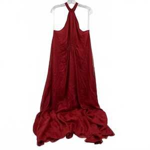Leon Max Red Silk Halter Maxi Dress | Women’s Size 12